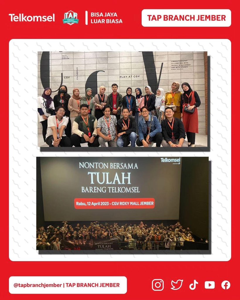 TAPBranchJember's tweet photo. [Doc. Nonton Bareng Telkomsel - Maxstream🎬]

#telkomselapprenticeprogram
#tapbranchjember
#bisajayaluarbiasa
#nobarbarengtelkomsel
#tulah #tulahmovie #telkomsel #reviewtulah
#watchonmaxsteam https://t.co/hxpKAXDmb3