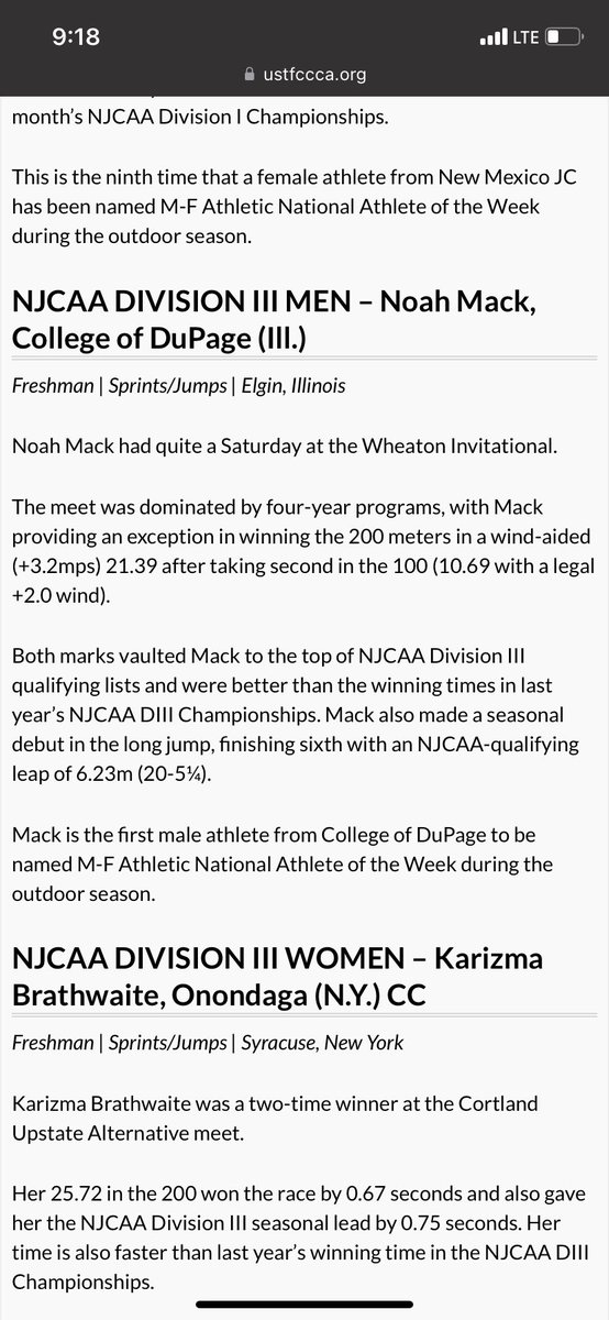Maureen1520's tweet photo. Noah Mack NJCAA DIII Athlete of the week https://t.co/HyjYp5AXB7