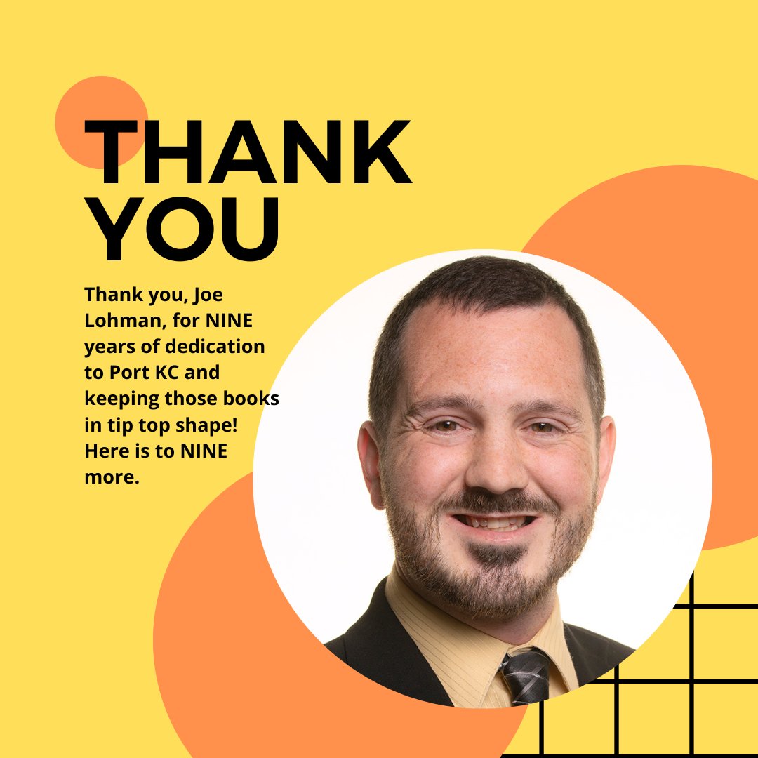 Please take a moment and congratulate Joe Lohman, Director of Finance, for 9 years at Port KC. Joe is dedicated and diligent at his craft. Here's to 9 more, Joe!