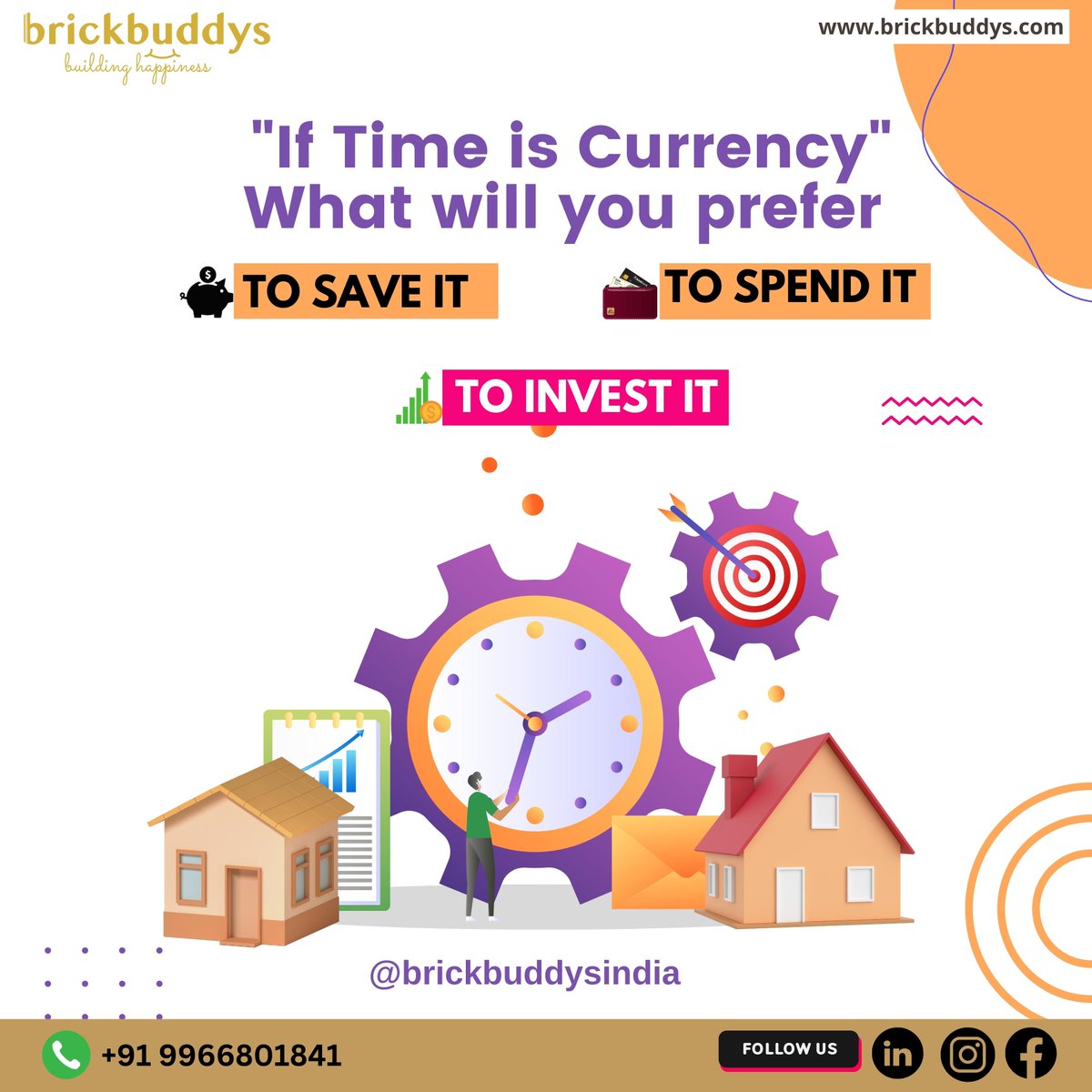 brickbuddys's tweet photo. If time is currency what will you prefer? Comment below 👇

Want to know more about us, then visit: https://t.co/gyzTYEoXuD

#Brickbuddys #realestateexpert #realestateexperts #realestateadvice #property #investment #realtors #realestateinvestor #realestateexpert https://t.co/385PiaT5V1