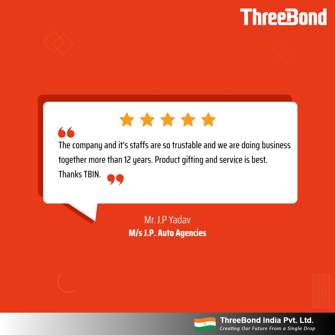 ThreeBondIndia's tweet photo. See what our satisfied customers have to say about their experience with us!
#threebondindia #consumerrelationship #businessrelationships #Trust #consumerexperience https://t.co/00PzvCjuIC