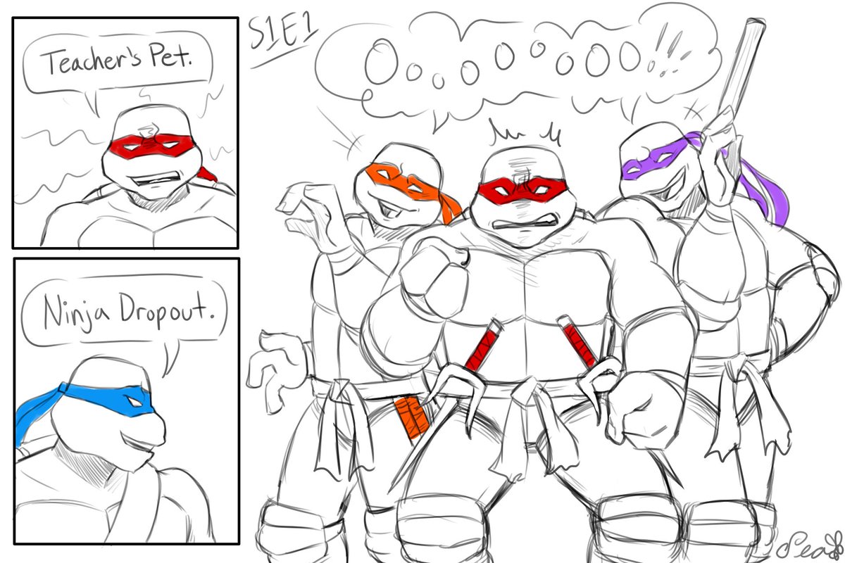 #tmnt2k3 things that always make me laugh🧵 Part 1/?

Mikey and Don's response to Leo's sick burn on Raph in S1E1. Like Seriously. These two were just Oozing shitty younger bro energy I Love Them 🤣