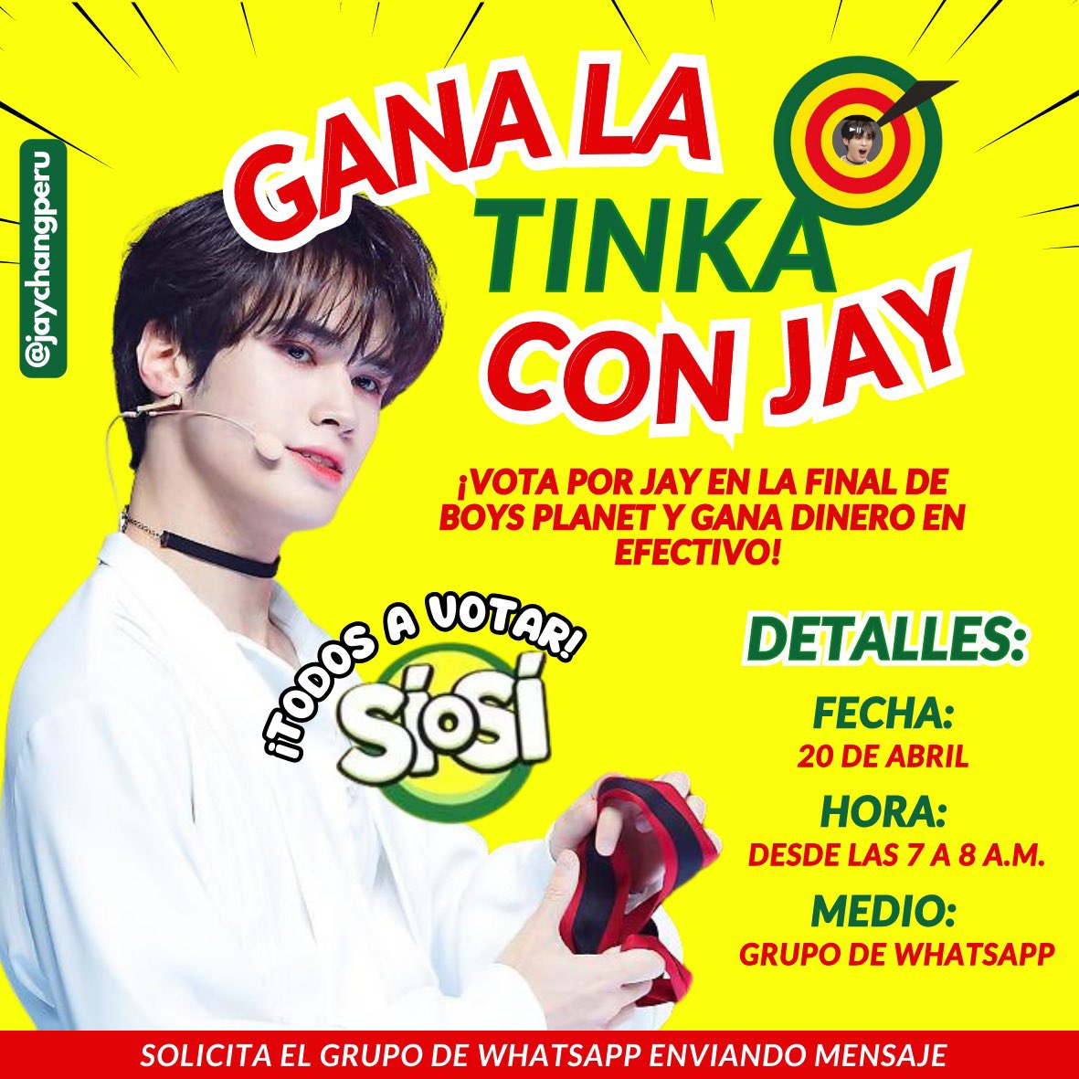 jaychang_peru's tweet photo. [SORTEO - SOLO 🇵🇪] ¡GANA LA #TINKA CON #JAY!💰

Leer los detalles para participar del sorteo de 3 premios en efectivo y 3 álbumes de Kpop. El grupo de WhatsApp pueden solicitarlo por DM. 

#Jaystars NO pueden participar, pero sí pedimos su ayuda para la difusión. ‼️

#JAYCHANG https://t.co/onqlfBjnvb