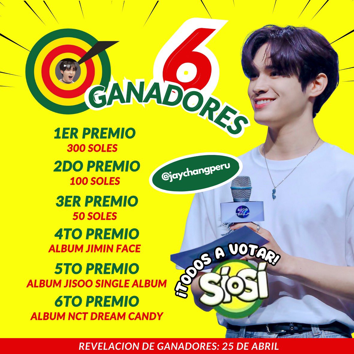 jaychang_peru's tweet photo. [SORTEO - SOLO 🇵🇪] ¡GANA LA #TINKA CON #JAY!💰

Leer los detalles para participar del sorteo de 3 premios en efectivo y 3 álbumes de Kpop. El grupo de WhatsApp pueden solicitarlo por DM. 

#Jaystars NO pueden participar, pero sí pedimos su ayuda para la difusión. ‼️

#JAYCHANG https://t.co/onqlfBjnvb