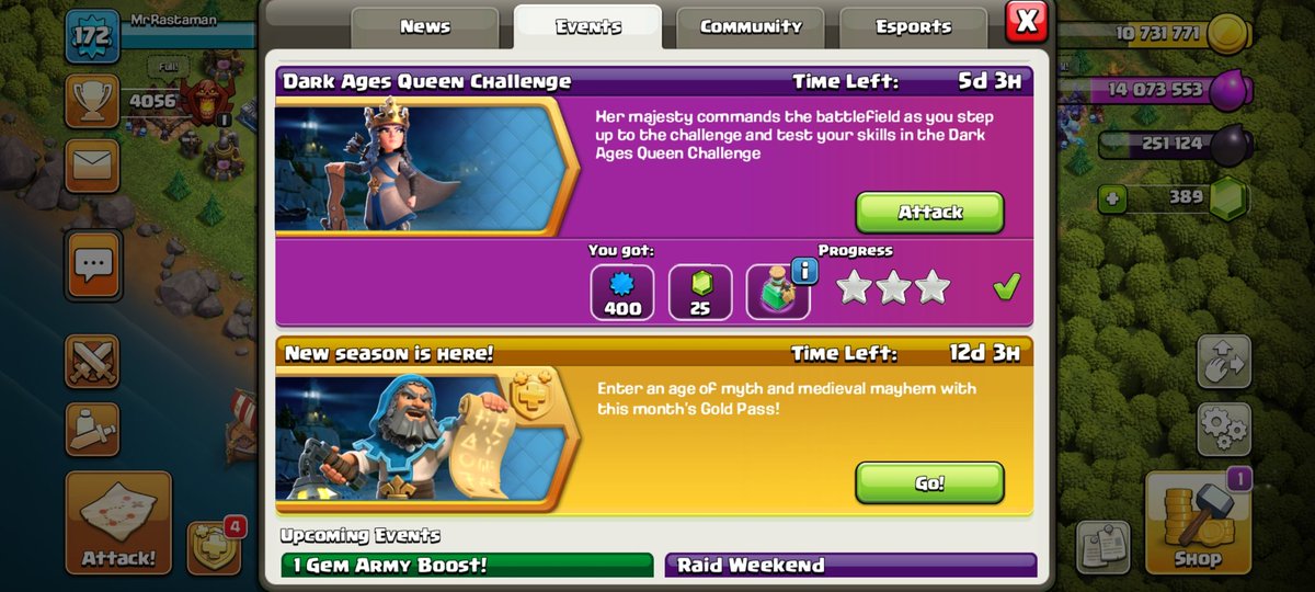 Damian29716721's tweet photo. Dark Ages Queen Challenge 3⭐️
Did you use some tips from YouTube?
In others Events 🪨 / 🪙 / 🐖
6/10
And prepare for 1 GEM ARMY BOOST & Raid Weekend 📣
#ClashOfClans #ClashOn #ClanRaidWeekend #ClashEvent #DarkAges https://t.co/Jg0FSP31yf