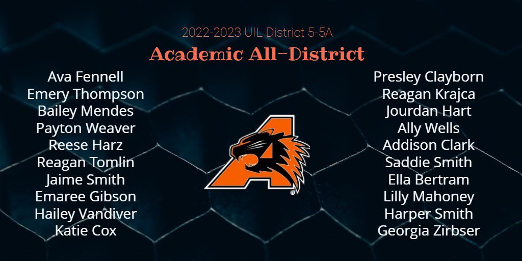 Congrats to these awesome Ladycat scholar athletes!
<a href="/AledoAthletics/">Aledo Athletics</a> <a href="/tascosoccer/">TASCO</a> @McMurryWSoccer <a href="/BrownU_WSoccer/">Brown Women's Soccer</a> <a href="/Friends_WSoccer/">Friends Women’s Soccer</a> <a href="/ACU_Soccer/">ACU Soccer</a> <a href="/LCUSoccer/">Lady Chaps Soccer</a> <a href="/IchabodWSOC/">Washburn Soccer</a> <a href="/coachbbelk/">brandy belk 🧡🖤</a> <a href="/AledoISD/">Aledo ISD</a>