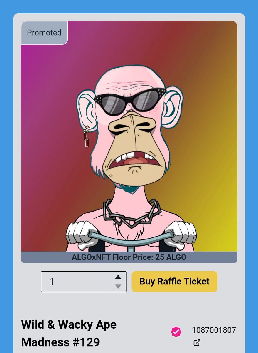 apestyle_algo's tweet photo. Raffle Running Harry Up @AlgoFamNFT
https://t.co/x6iJycsAKa
Price ticket 🎟️ 1 A
#NFTCommunity #NFTGiveaway #nftcollectors #AlgorandNFTs #nft #algofam @AlgoFam @flippingalgodev @FlippingAlgos @ALGOxNFT @RandGallery @AlgogemsNFT #algorandnftmarketplace https://t.co/CmrJOJdmA2