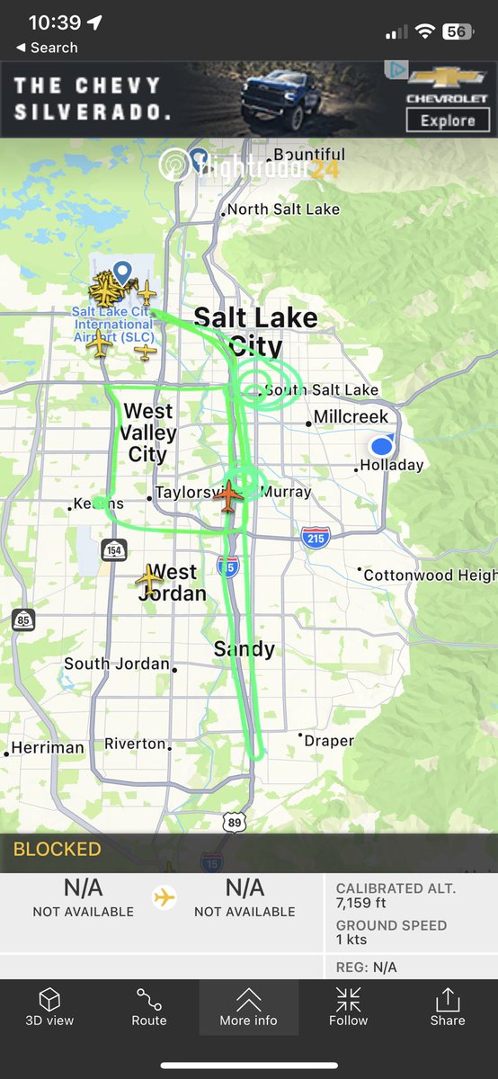 brentuberty's tweet photo. @SLCScanner any idea what this aircraft is doing. I keep hearing it fly by. https://t.co/jGgqahqgU7