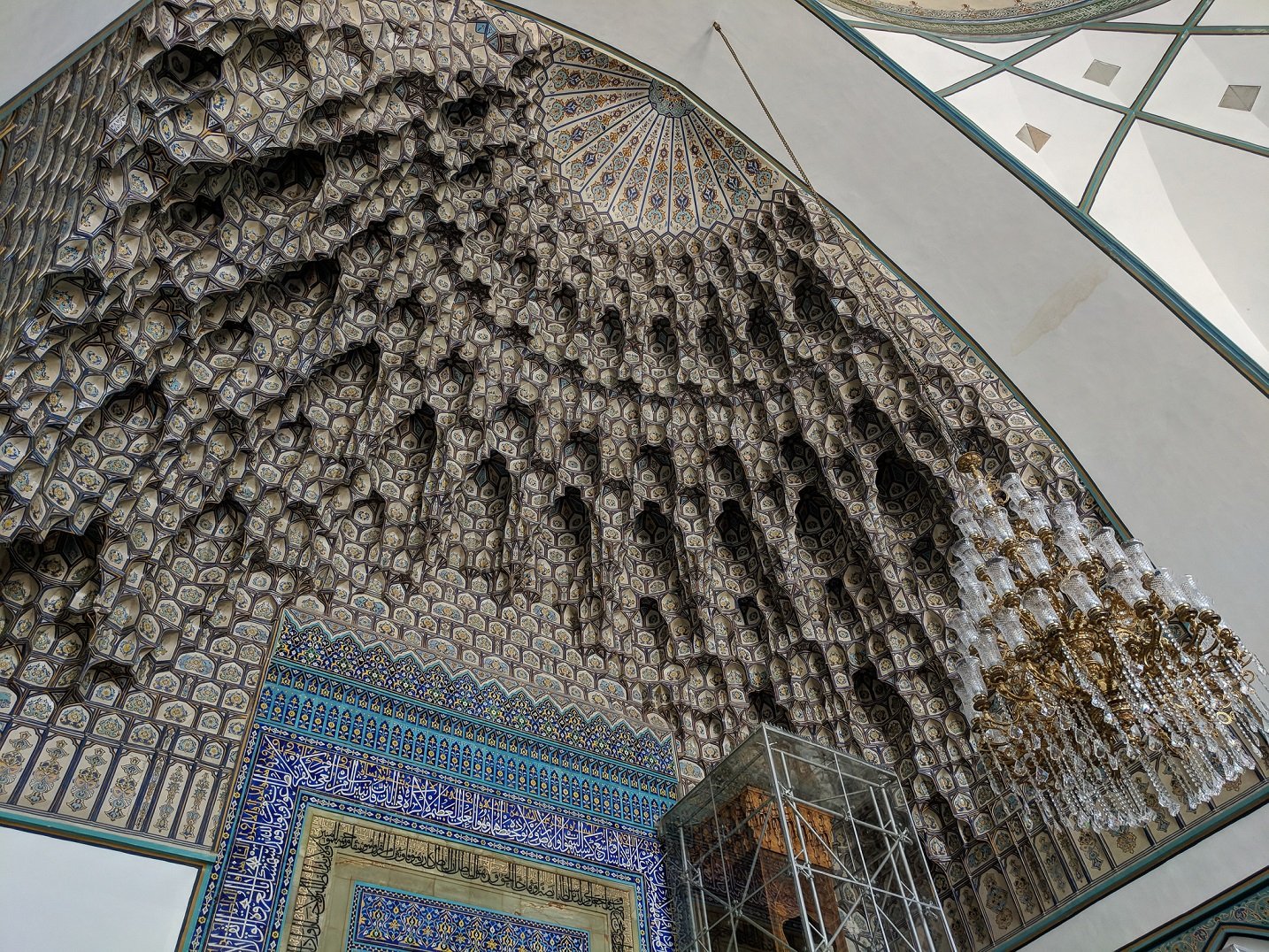 The muqarnas of Islamic architecture (delicately carved, honeycomb-like vaults) are a result of the 