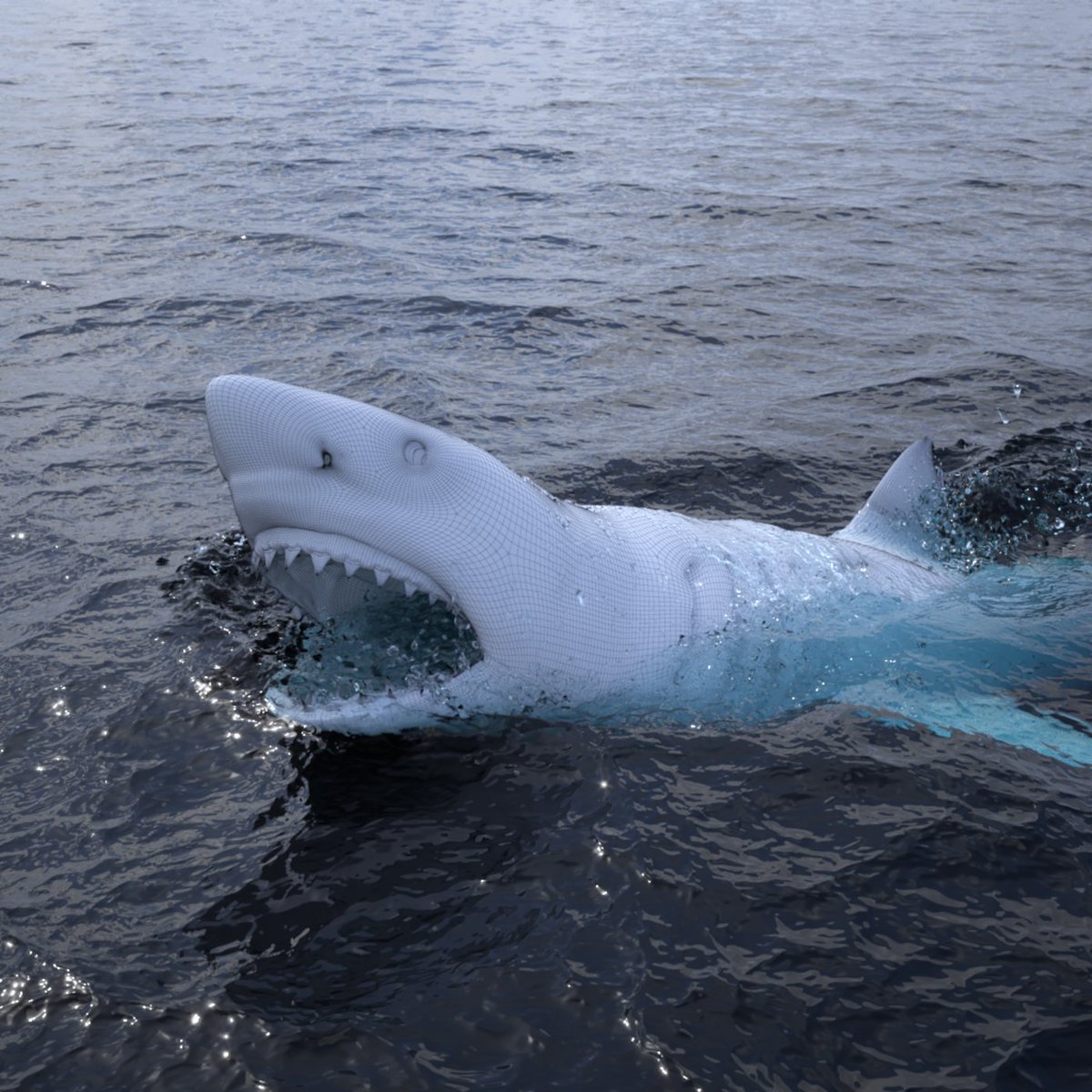 CGCauldron's tweet photo. 3D model, Carcharodon Carcharias (Great white shark) 
Fluid simulation - PhoenixFD
Modeling &amp; Rigging in Maya / Textures in Substance Painter / Render in V-Ray https://t.co/NTPjGtMqLr