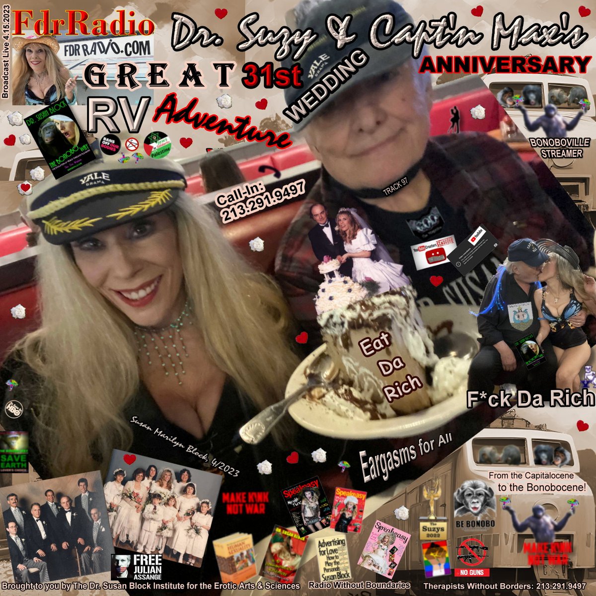 drsuzy's tweet photo. Our Great 31st Anni #RV Adventure was much  Misadventure🙃 but we had #MakeUpSex #TheBonoboWay🐵 Thx @Deauxma 4 My #Cowgirl Hat🤠 #LegAvenue 4 My #Stockings💋 +MAX 4 #31Years of #TrueLove +#Kisses💖Note the #SelfLoving #Fisherman behind us🤣 #EattheRich: https://t.co/wqbNte9uPO💒 https://t.co/2PrdGy4679