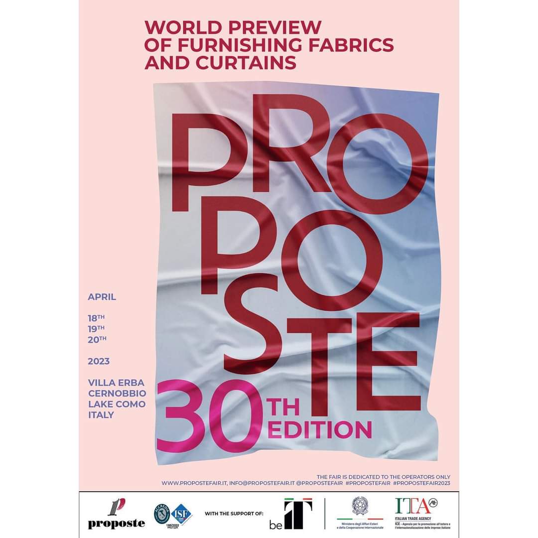 abc_prato's tweet photo. See you today at @propostefair to meet the 78 exhibitor companies in @VillaErba - International Congress and Exhibition Center of #Cernobbio, Italy. 

#ProposteFair2023 #Textile #FurnishingFabrics #upholstered #comocreainterni #villaerba #lakecomo #design #arredamento #interni https://t.co/7gVULwZHDt