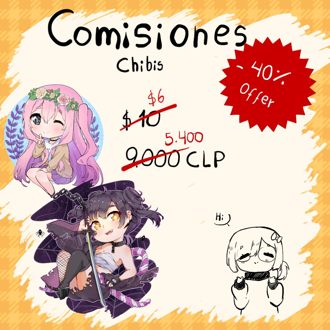 Nodokita_'s tweet photo. Hola, mi silla se rompió así que abro comisiones de chibis baratitos para poder comprarme una nueva. 

Son 10 cupos para este descuento, así que agradecería mucho que lo compartieran 💕

 ପ(๑•ᴗ•๑)ଓ 🧇 https://t.co/SwT8u542M1