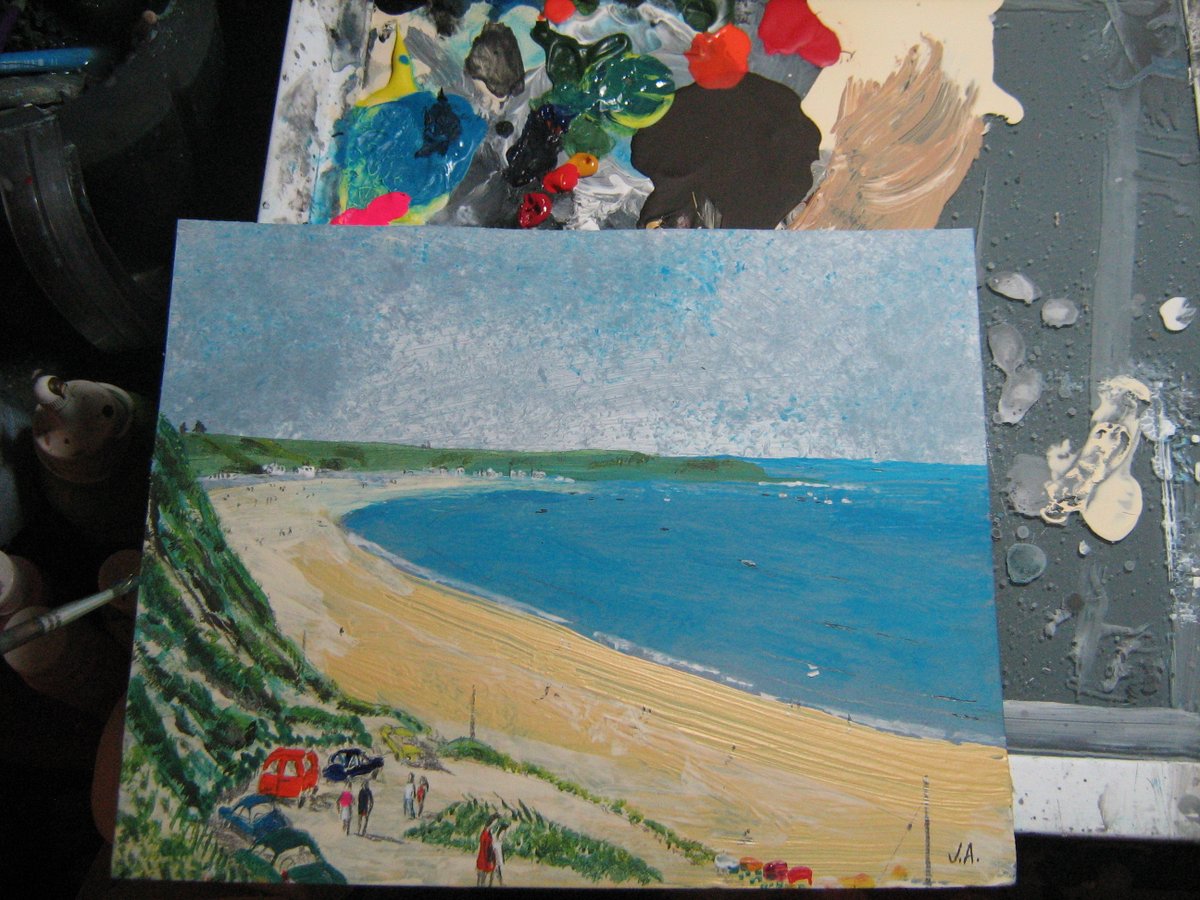 jonnyald's tweet photo. painting Nevin beach with acrylic/gouache #nevyn #nevin #wales #etsy #shop #forsalenow https://t.co/SEPxnc3PJd