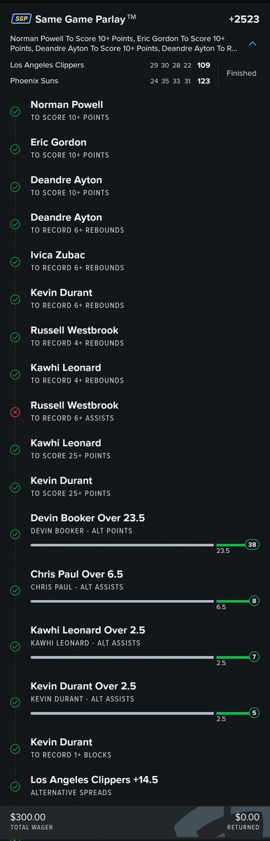 Cookndabooks's tweet photo. @FDSportsbook I need my 1 assist, westbrook passed to Kawhi when he hit the 3 in the 4th Q. Enough with the shenanigans. https://t.co/xb32yZ42Qg