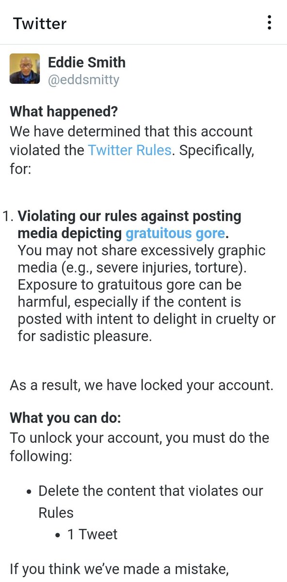 🧵For my woke folks:

This is what happens when people can't handle the truth, fam. My tweet about the lynching of Zacahriah Walker was reported one or many people who wish to keep REAL history hidden. I give thanks to all of you who encourage me to keep posting; and rest (con't)