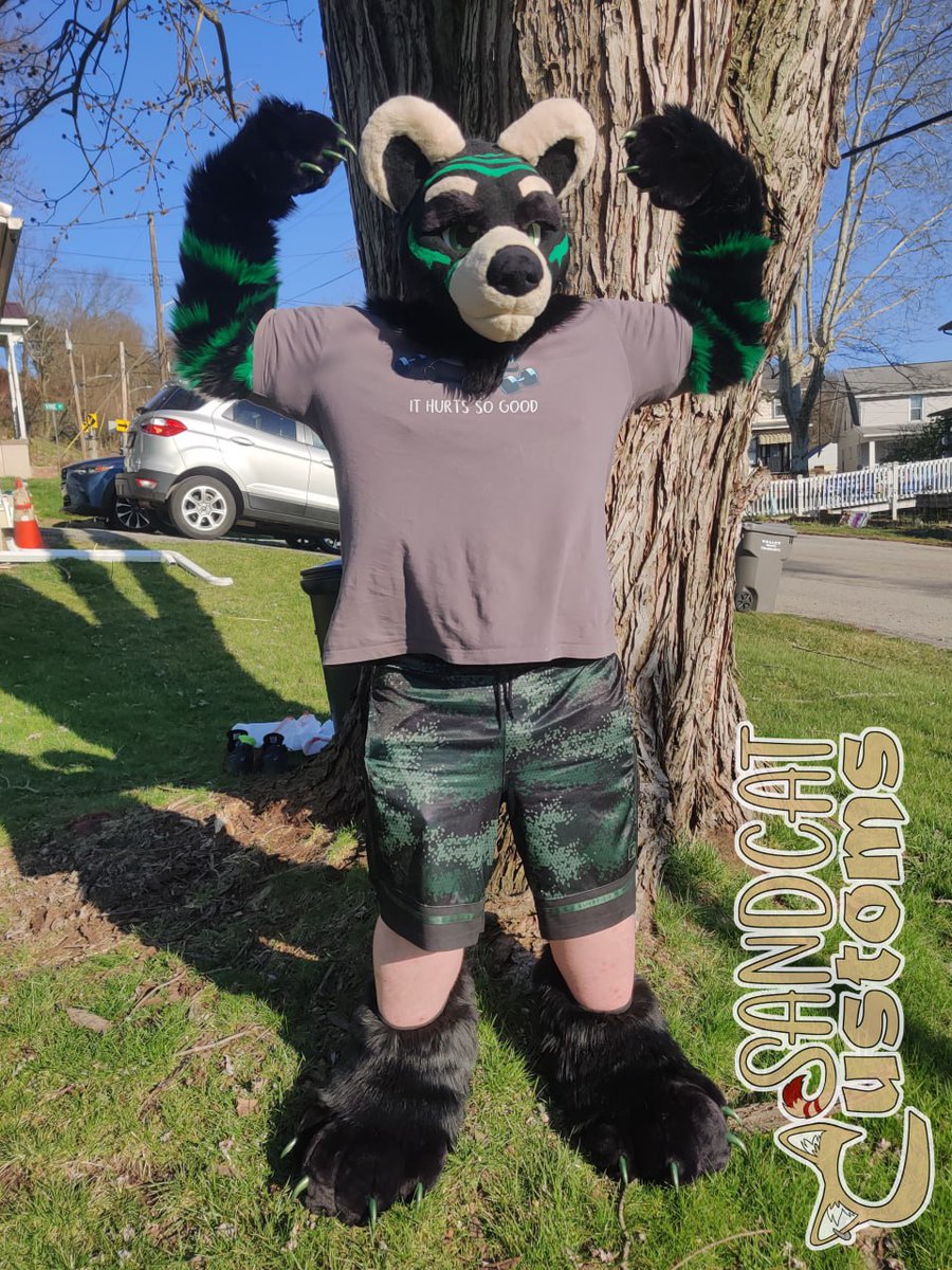 SandcatCustoms's tweet photo. Oh hey, big surprise, I forgot to upload photos of this finished suit! Whoopsie! Headbase and accessories by @FuzzButtFursuit, handpaw pattern by @Kloofsuits, footpaw pattern by @spiltgrapesoda! https://t.co/ZzqpDJDfNf