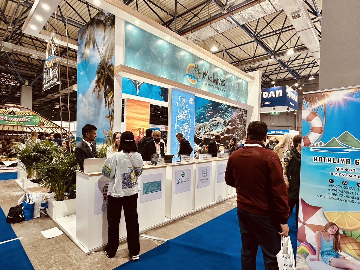 kaaniablo's tweet photo. Promoting Local Island Tourism at Khazhakstan International Travel Fair. @visitmaldives @MoTmv @ibusolih @aasisaleem #localislandtourism #kaanihotels https://t.co/sljCUbtU6T
