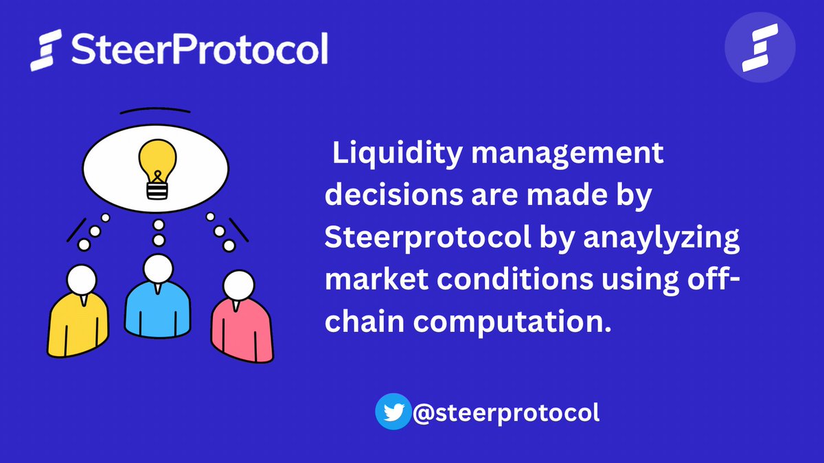 EgbunaMitchelle's tweet image. Liquidity management decisions are made by @steerprotocol by analyzing market conditions using off-chain computation. 
#Web3 #SteerProtocol #Steer