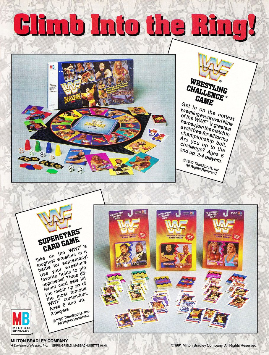 WWFWrestling1's tweet photo. Climb into the ring with the Wrestling Challenge board game and Superstars card game! π²π #WWF #WWE #Wrestling #MBGames https://t.co/sVmoNa4h2t