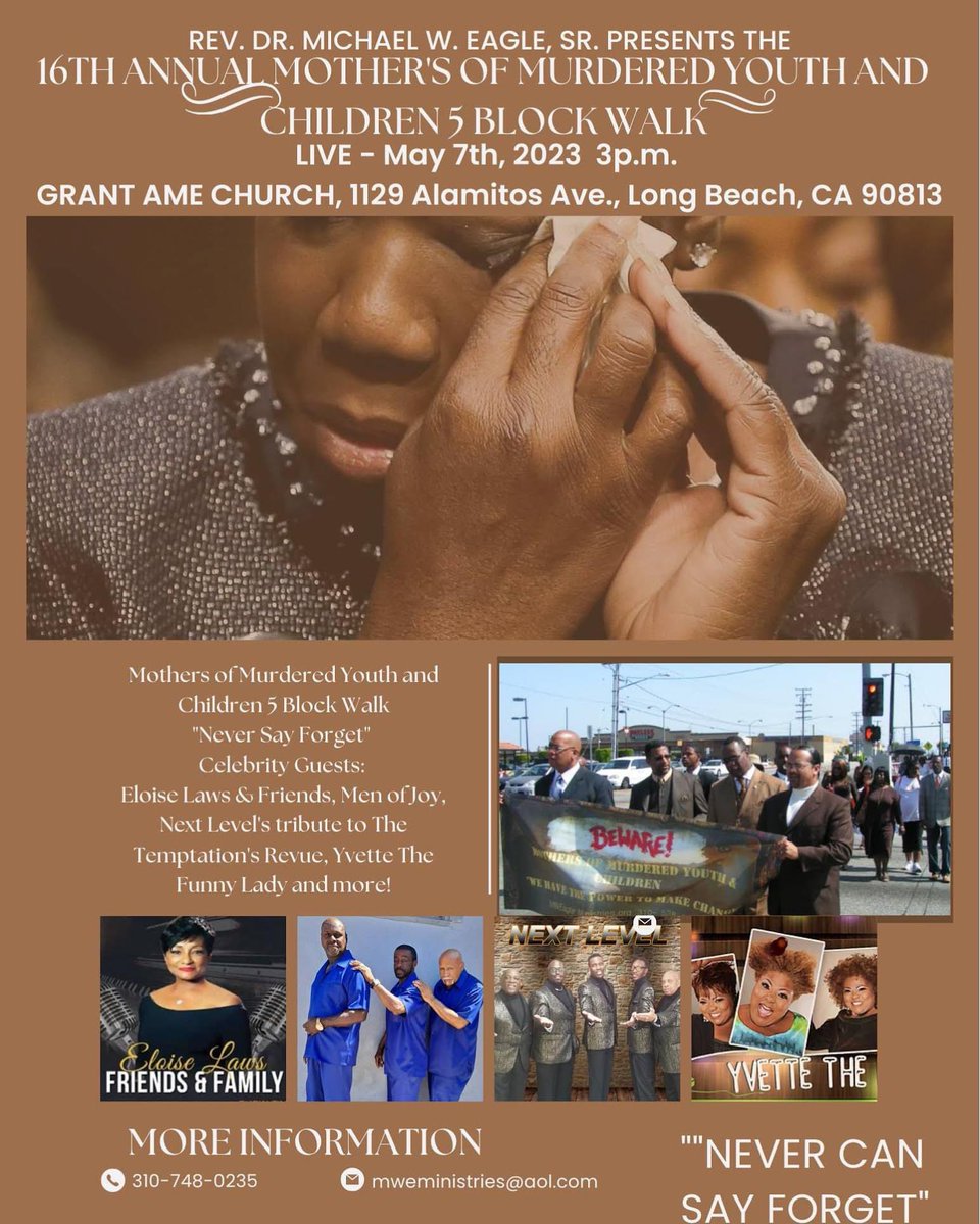 16th ANNUAL MOTHERS OF MURDERED YOUTH AND CHILDREN 5 BLOCK WALK

#Mothersofmurderedyouth #children #5blockwalk #nevercansayforget #revmichaelweagle #lbc #longbeach #lbnaacp