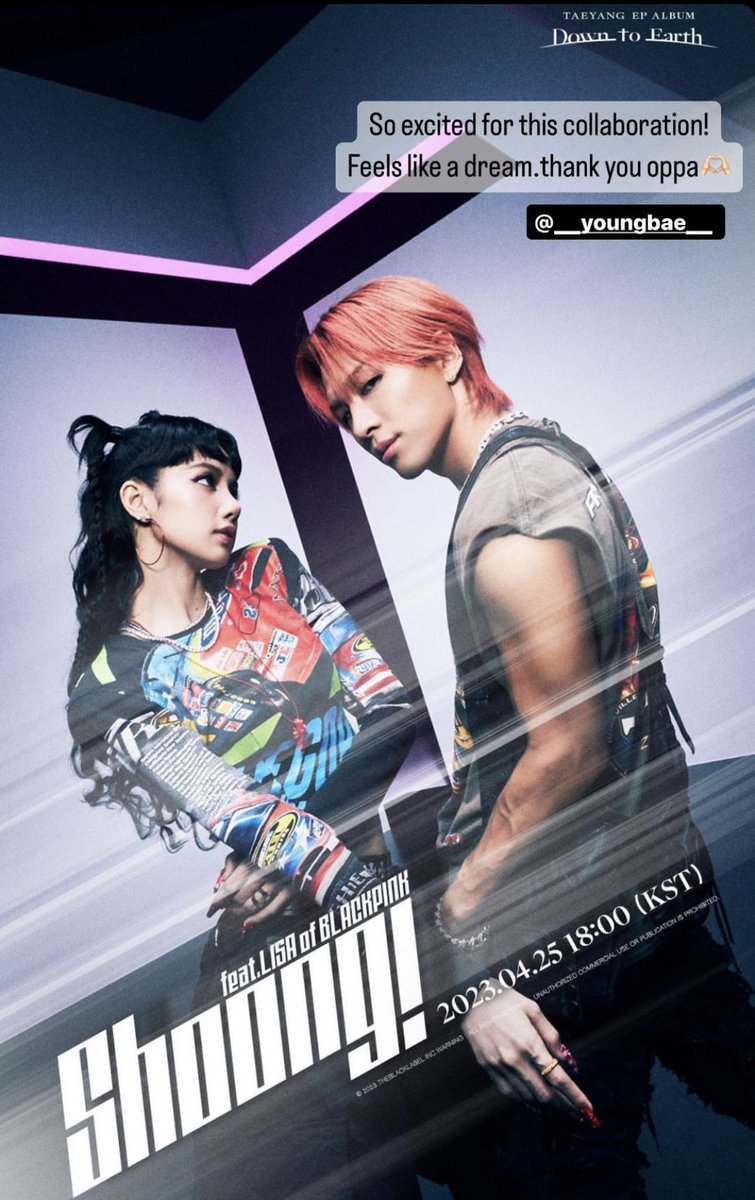 hundtwo2703's tweet photo. TAEYANG X LISA IS COMING 
#SHOONGxTAEYANGxLISA
#TAEYANGxLISA https://t.co/KyuxKyVAbE