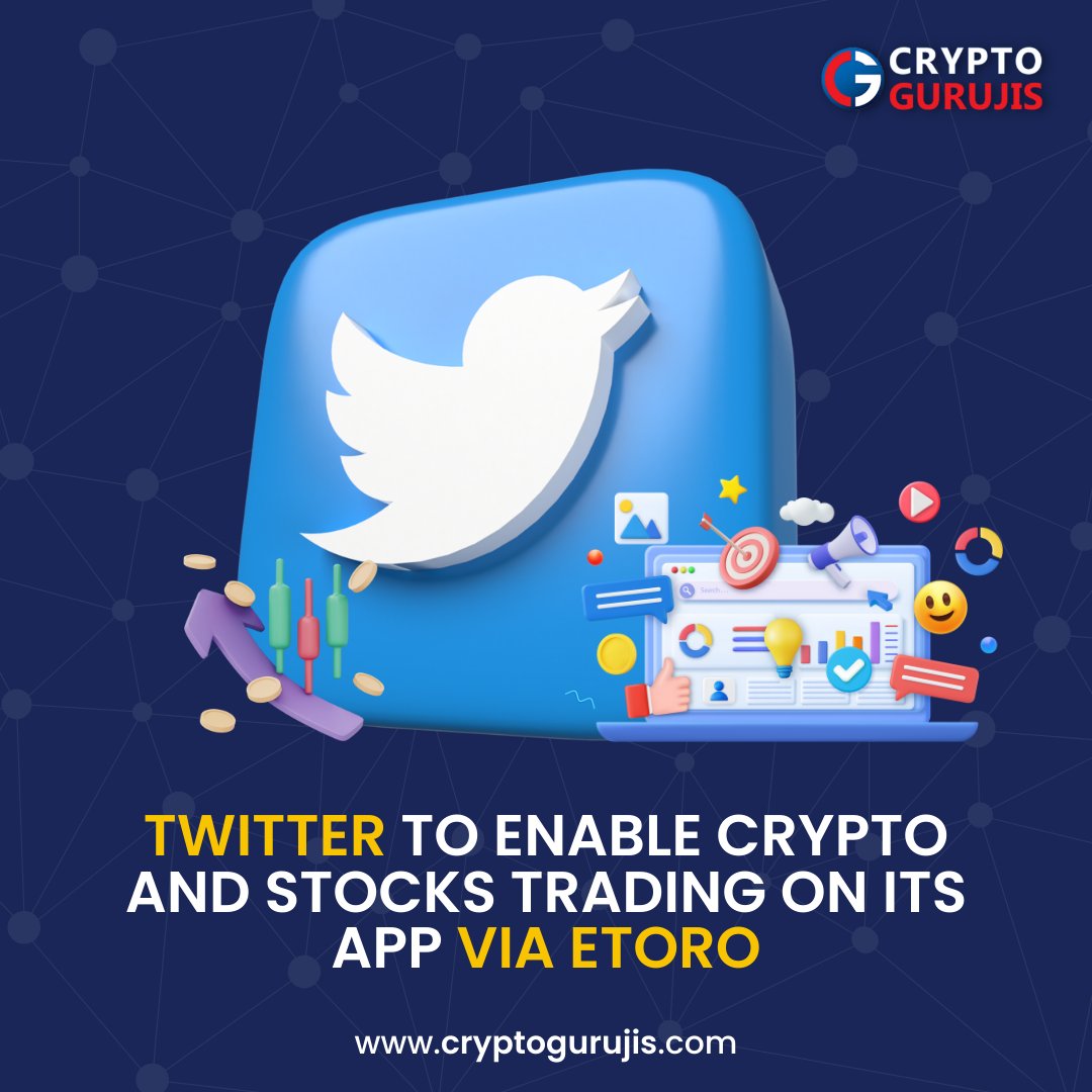 CryptoGurujis's tweet photo. Twitter joins the trading game: eToro partnership brings crypto and stocks trading to the app

 Join us on Telegram and get free access of best crypto for you.
Get link in bio

#cryptonews #cryptocoin #cryptoupdates #twitter #etoro  #cryptocall #cryptogurujis https://t.co/Zx19kdYzZQ