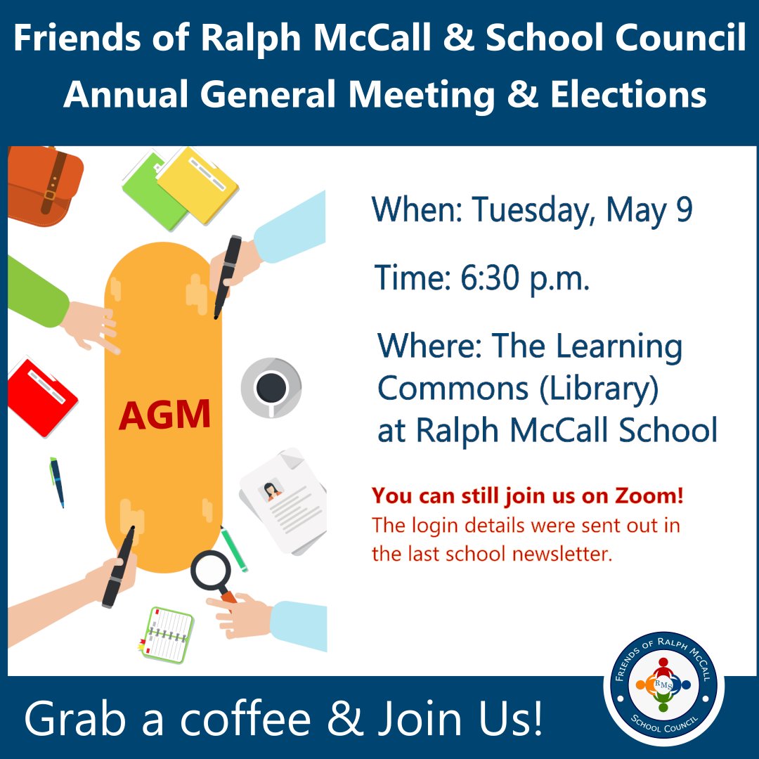friends_mccall's tweet photo. 📣Our AGM and Elections are being held tomorrow! Everyone is invited to attend the meeting. There is a spot for everyone at all levels of involvement. 😀

#volunteer #schoolcommunity #getinvolved #AGM #thankyou https://t.co/YBcT9VVB4l