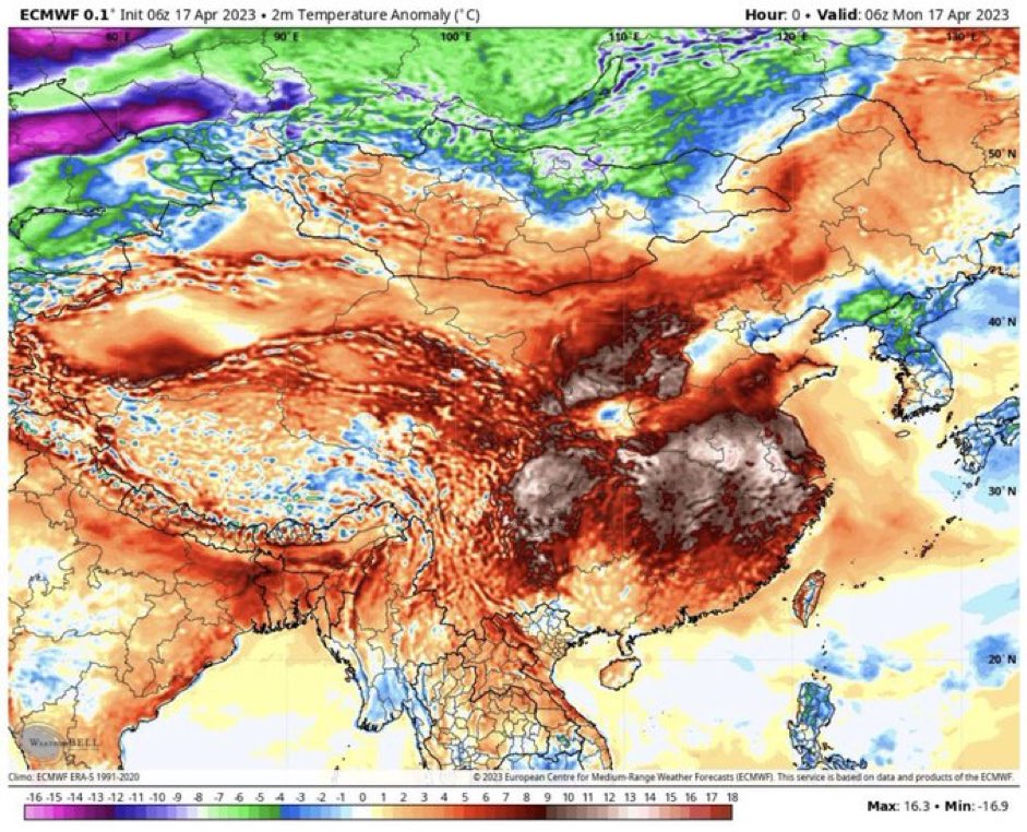 Martin_Bethke's tweet photo. Absolute Hitzerekorde in Asien. Und wir reden über über #netzero und #klimaneutral in 20 bis 30 Jahren. Die Temperaturen steigen bis dahin und dann noch Jahrzehnte weiter.

Dann kann in diesen Regionen niemand mehr leben. #Klimakrise https://t.co/7J2PDnU4se