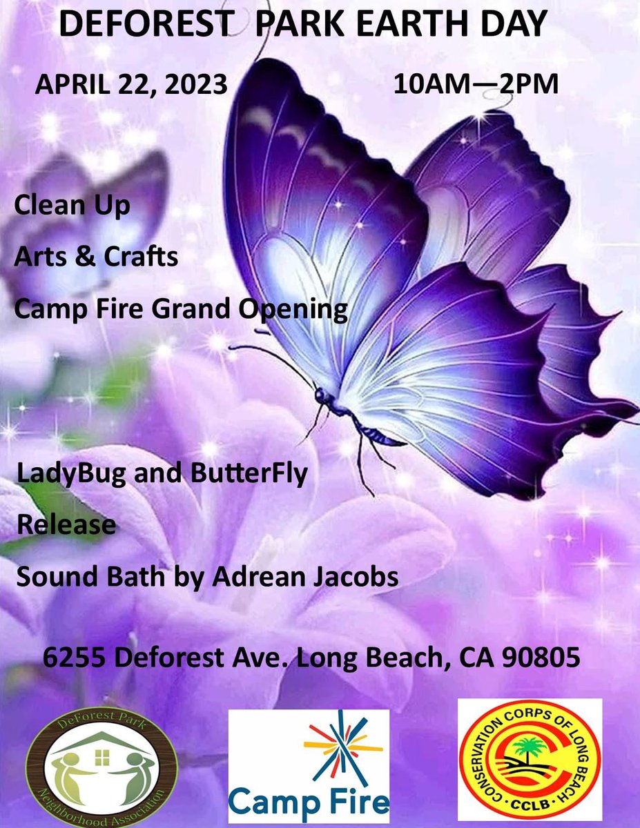 Deforest Park Earth Day:

#artsandcrafts #cleanup #communitysupport #communityevent #communityresources #ladybugandbutterfly #campfire #deforestpark #conservationcorpsoflongbeach #cclb #lbnaacp