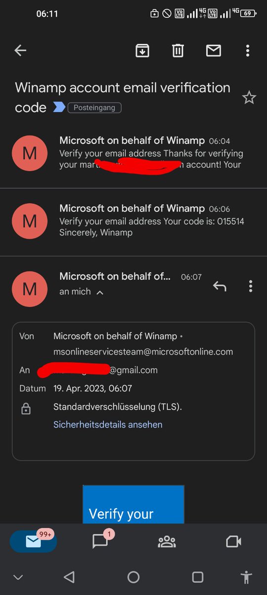 Hey <a href="/winamp/">Winamp</a> ! I can't register an account at Winamp.com, verification code failed on many ttys. plz. Send a DM for details