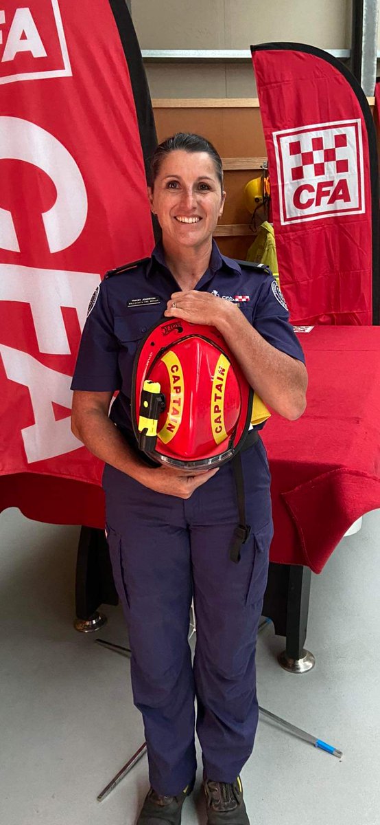 Congratulations to our first female Captain (Tracey Johnston) in the 75 yr history of CFA Mallacoota Fire Brigade. As Captain, Tracey is the most senior officer to lead the Brigade. Our mentoring program is supporting up &amp; coming  leaders. Well done Tracey you've got this 👏