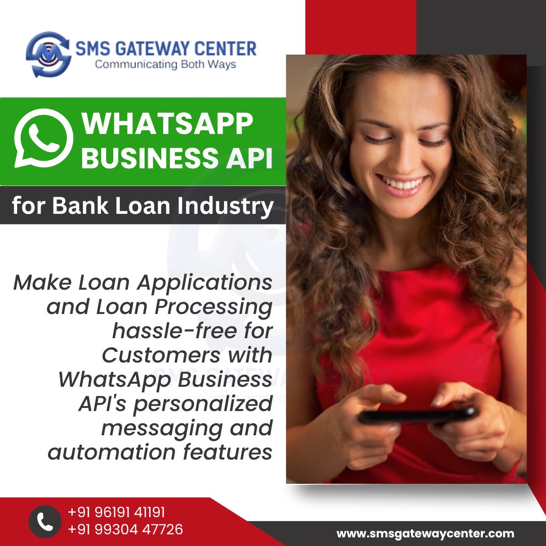 SMSGatewayIndia's tweet photo. WHATSAPP BUSINESS API for Bank Loan Industry
https://t.co/VyIhasiH9K
#WhatsAppBusinessAPI #BankLoanIndustry #LoanApplications #LoanProcessing #HassleFree #PersonalizedMessaging #AutomationFeatures https://t.co/bO3tZ5lf0j