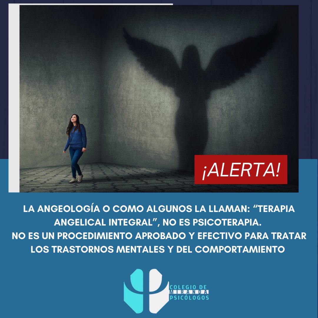 ColPsiMiranda's tweet photo. "¡Cuidado! Usar la angeología como psicoterapia puede ser peligroso y poco efectivo. Es importante buscar la ayuda adecuada para los trastornos de salud mental. ¡No te arriesgues! #Angeología #Psicoterapia #Cuidado" https://t.co/qlDfJm0PBF