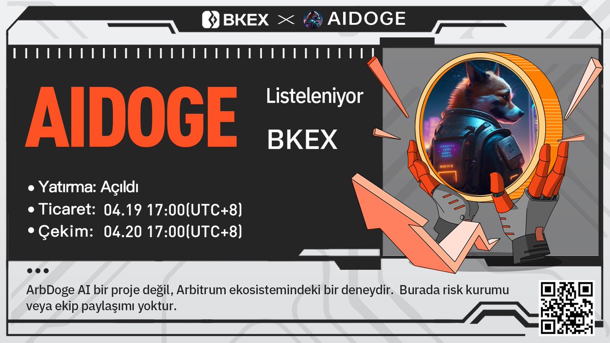 💯#BKEX Yeni Listeleme| @ArbDogeAI #AIDOGE/USDT Listeleniyor #BKEX🚀🚀 🔸Ağ: Arbitrum 🔸Ticaret: 17:00 on Apr. 19 (UTC+8) ⏭Detaylar: bkex.zendesk.com/hc/en-us/artic… #Bitcoin  #cryptocurrency #BKEXNewListing