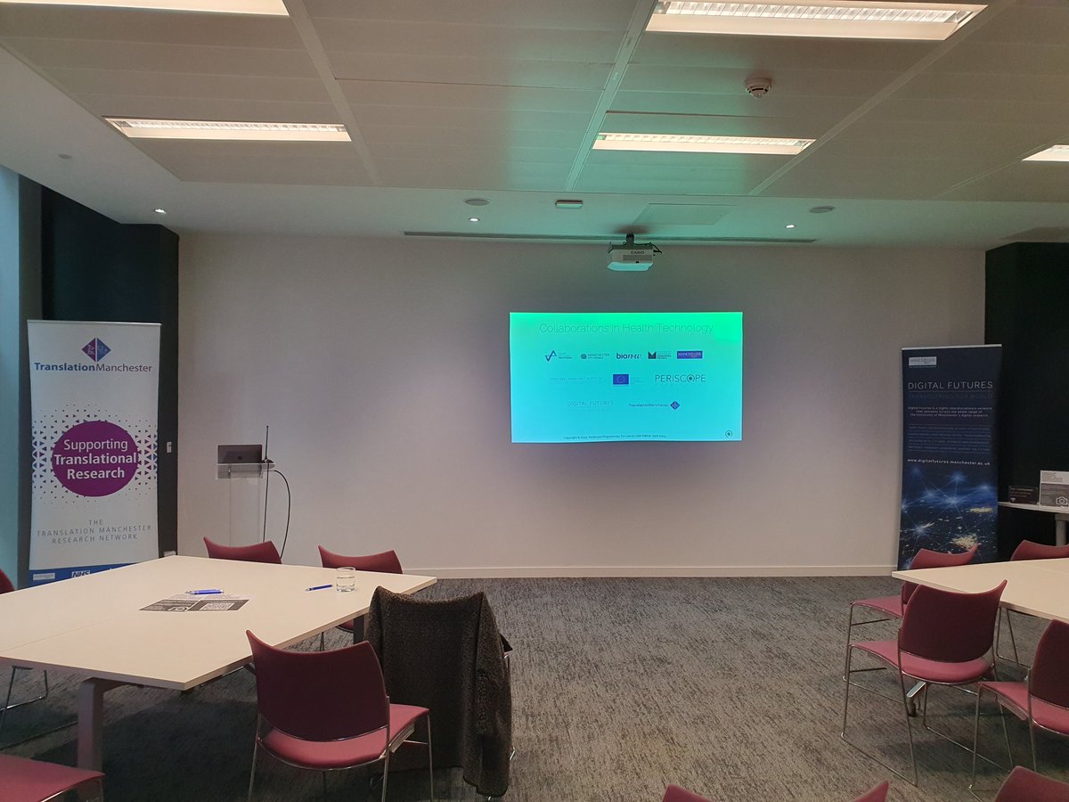 DrCLindner's tweet photo. All set for our event on academic-industry collaborations in health technology @UoMPankhurst @Translation_Mcr.
 
Excited to learn more about the key ingredients to a successful collaboration, to find out about the support available &amp; to hear from our key note speaker @v_aravind https://t.co/1DlvG0zDXl