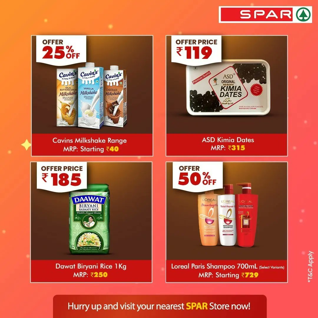 SparIndiaHyper's tweet photo. It's a shopping extravaganza that'll make you go 'Wow!'
Join the Maha Savings party this Wednesday at #SPAR Hypermarket for a fiesta of fabulous discounts and irresistible deals. Hurry and visit now!
#MahaSavings #WednesdayOffers #BestDeals #Offers #SPARHypermarket #ShopNow https://t.co/iJCTfk9u4Q