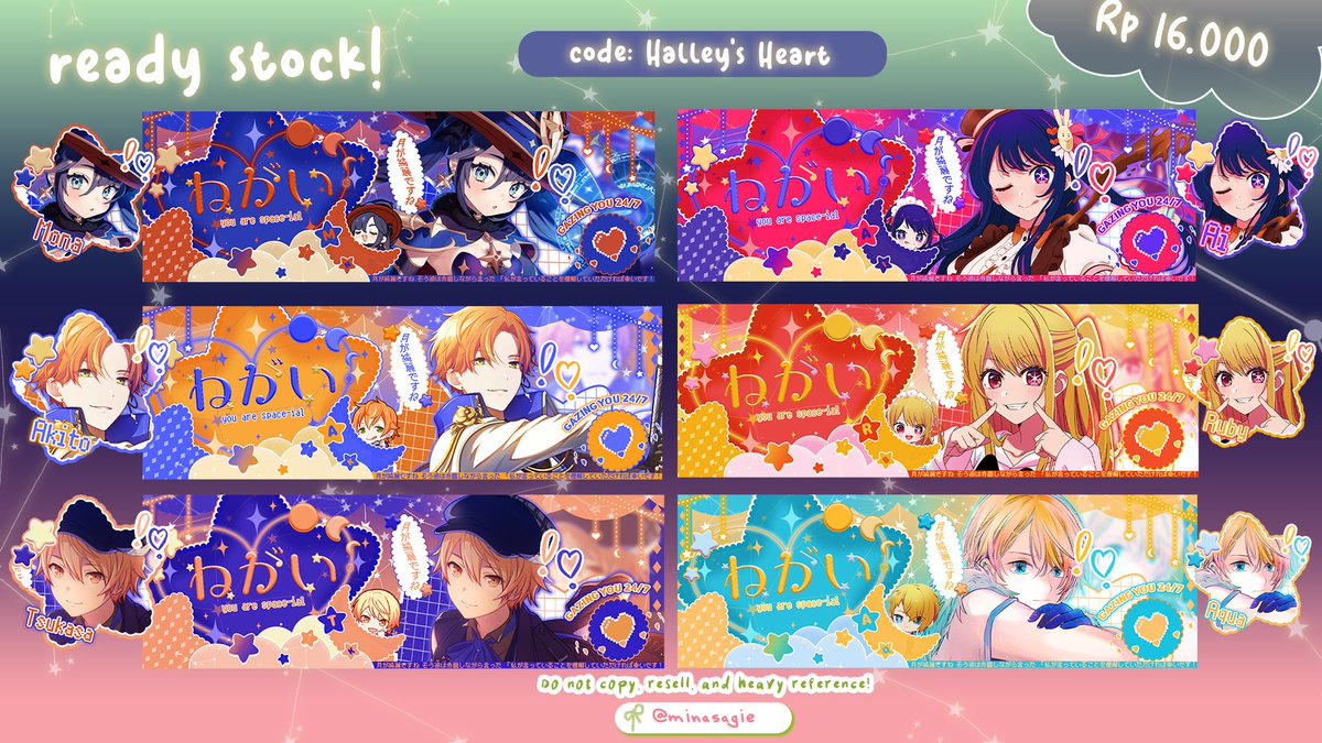 minasagie's tweet photo. any interaction is appreciated 💘

haloo! aku ada ready stock layout genshin, proseka &amp; anime nihh! bisa mulai di book 16:00 with fee +2k yap!

⭐️Take w/o fee (Rp 16.000) mulai 19:00 WIB 
⭐️ Req with fee +2k 
⭐️ Payment: QRIS

.tag #zonauang #zonajajan https://t.co/8TnjdXrpm4