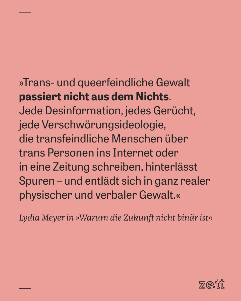 Binäres Denken und die starre Einteilung in zwei Geschlechter zu überwinden, könnte ein Gewinn für alle Menschen sein. Zeit für einen Perspektivwechsel. Ein Vorabdruck von dem neuen Buch von @lydiameyer_ trib.al/jzjIEnQ