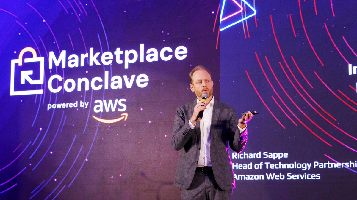 mpconclave's tweet photo. Richard Sappe - Head of Technology Partnerships - APJ, AWS giving the crowd at Marketplace Conclave 2023 a magnificent keynote on AWS Marketplace - Innovations transforming buyer and seller experience.  

#marketplaceconclave2023 #awsmarketplace #mpconclave https://t.co/BhiUZU6p3Z
