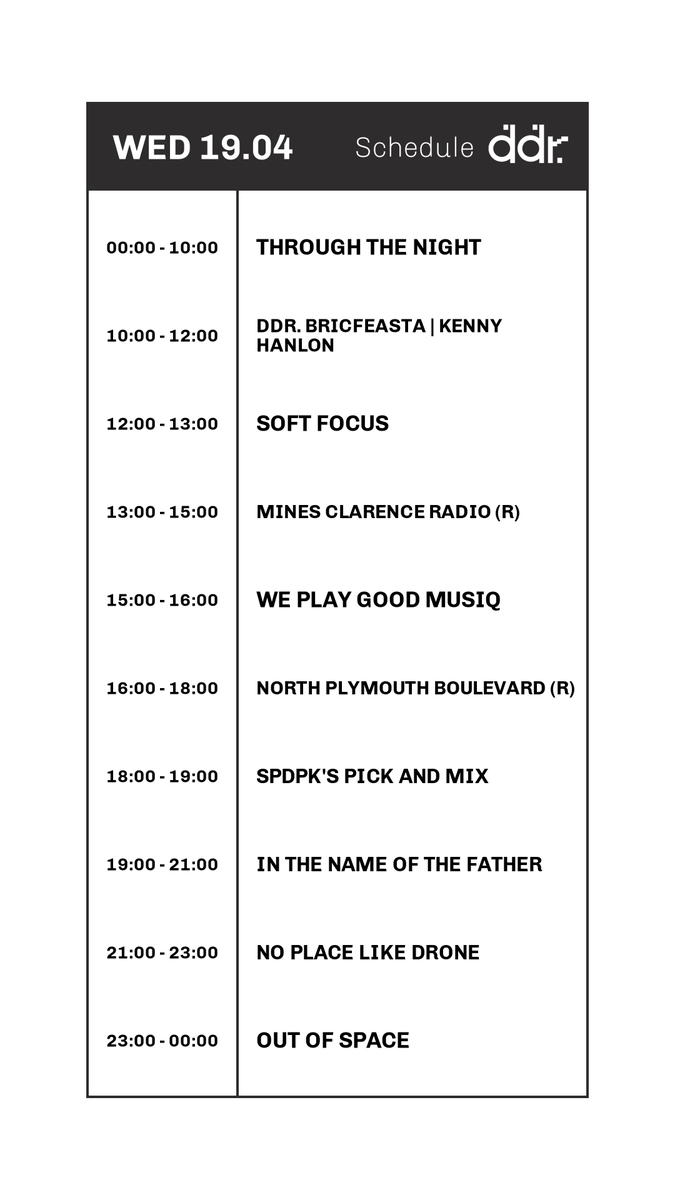 Get yourself through that mid week slump with shows from <a href="/Apartment_rec/">ApartmentRecords</a> <a href="/MinesClarence/">Mines Clarence </a> <a href="/tsara_abh/">🅘🅝🅒🅞🅝🅣🅡🅘 🅢🅞🅝🅞🅡🅘</a> @seanmont  <a href="/_spdpk_/">SPDPK</a> <a href="/noplace_drone/">no place like drone</a> and more