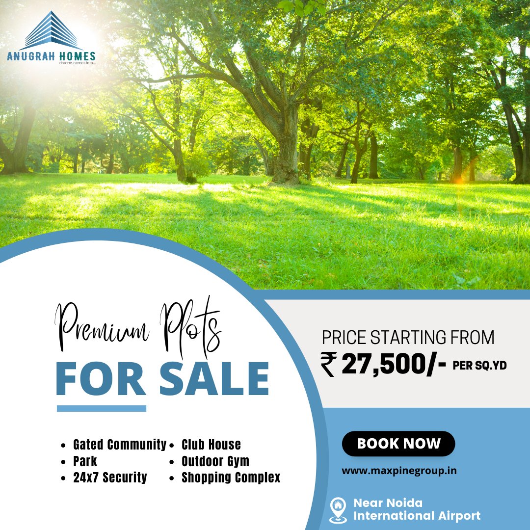 maxpinegroup's tweet photo. Maxpine Group Presents
"Anugrah Homes" Premium Plots near Noida International Airport.
📷 Gated Community
📷Park
📷Outdoor Gym
📷Kids Play Area
📷Shopping Complex
📷24X7 CCTV Surveillance
#maxpinegroup #anugrahhomes #Plots #YamunaExpressway #Realestate #PremiumPlots https://t.co/0YePzbY4QE