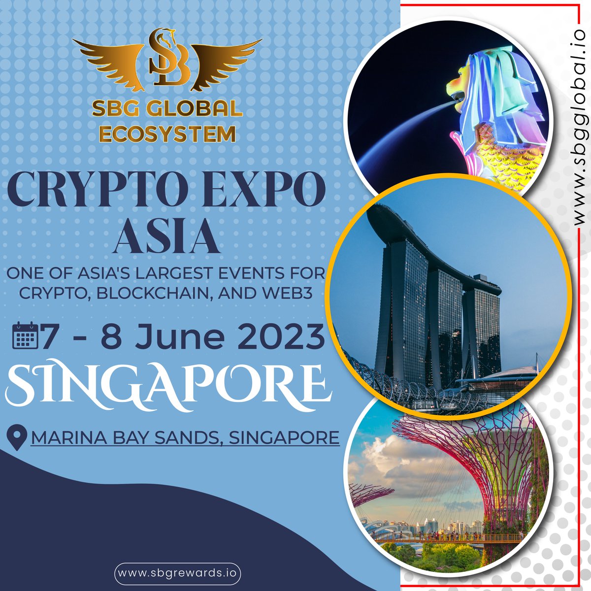 sbg_global's tweet photo. 7 - 8 June 2023, Marina Bay Sands, Singapore CRYPTO EXPO ASIA 2023 LARGEST EXHIBITION AND CONFERENCE IN CRYPTO . . . https://t.co/5FPpQt6Pxk https://t.co/hH2qvO2IG3 . . . . #sbgglobal #mmit #zax #bgvt #singapore #cryptoexpo #cryptoexpoasia #largest #cryptotoken #web3 https://t.co/t0W5gbrfbv