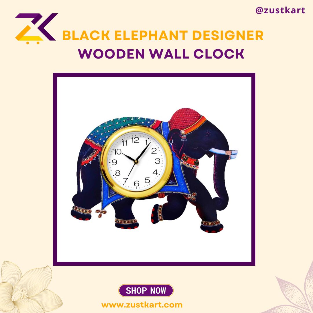 zustkart's tweet photo. "Transform your living space or workplace with the elegant Black Elephant Designer Wooden Wall Clock! 
To Order this wall clock visit : https://t.co/6msWFPOR0k
#zustkart #zustkartjaipur #customizegifting #giftingideas #officegiftingideas
#BlackElephantWallClock #DesignerWallClock https://t.co/1LrVYes3xc