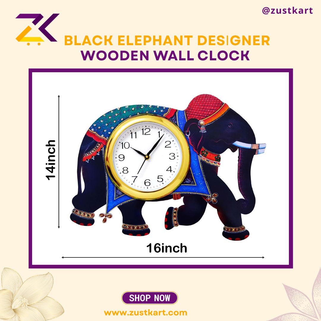 zustkart's tweet photo. "Transform your living space or workplace with the elegant Black Elephant Designer Wooden Wall Clock! 
To Order this wall clock visit : https://t.co/6msWFPOR0k
#zustkart #zustkartjaipur #customizegifting #giftingideas #officegiftingideas
#BlackElephantWallClock #DesignerWallClock https://t.co/1LrVYes3xc