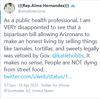Wow.

Alma Hernandez, Democratic Representative from District 20, publicly breaks from @katiehobbs after her inexplicable veto of HB2509.

It appears that even members of her own party are getting sick of Hobb's veto power trips.