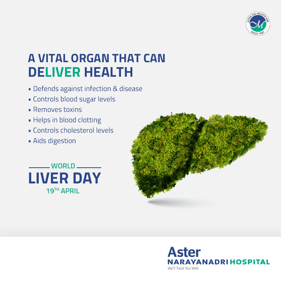 On World Liver Day, we urge everyone to take care of this important organ that enables us to lead a healthy life.

#AsterHospitals #AsterNarayanadriHospitals #WorldLiverDay #LiverHealth