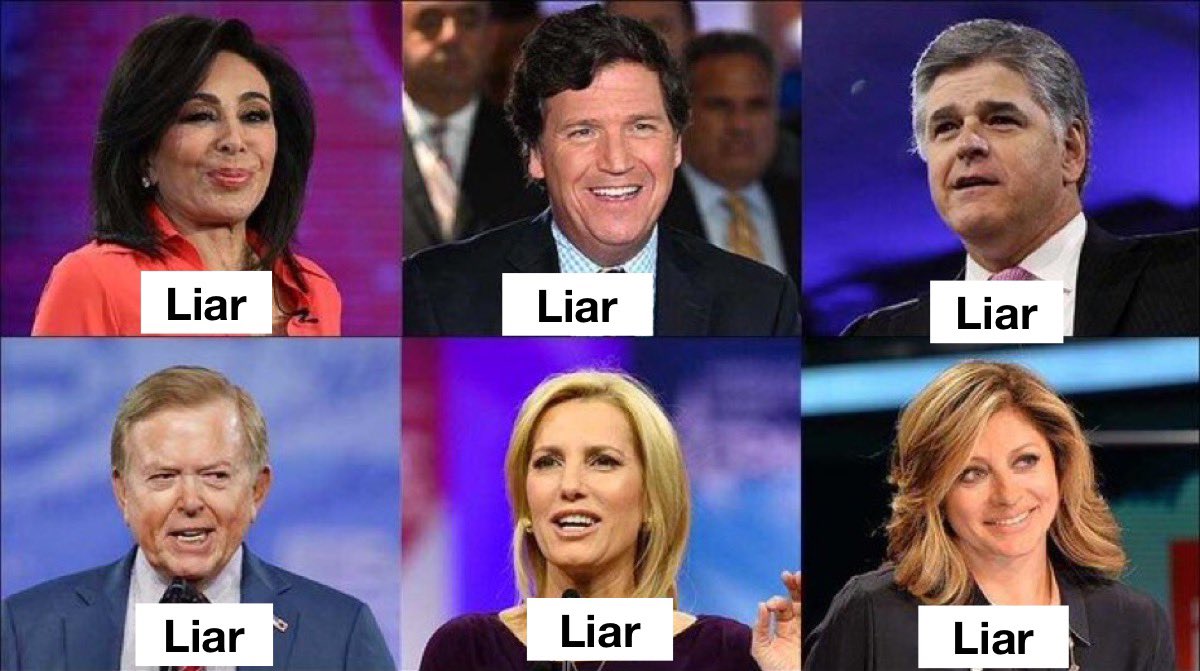 Liars. Every single one of these Fox*News crooks.

*Liars
#DominionvsFox
