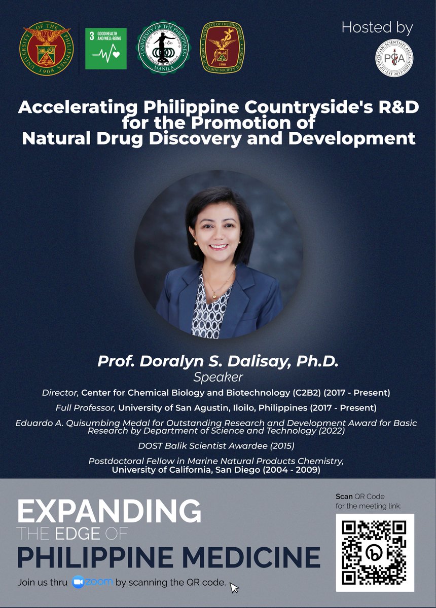 #DareToDiscover as Dr. Doralyn Dalisay delivers a talk entitled “Accelerating Philippine Countryside's R&amp;D for the Promotion of Natural Drug Discovery and Development” on April 24, 2023, at 8:00 AM, Philippine Standard Time. ⚗️

Register: bit.ly/ETEOPMApr2023