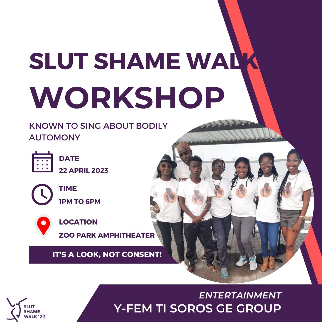 slutshamewalk's tweet photo. 3 DAYS TO GO WINDHOEK #SLUTSHAMEWALK WORKSHOP will take place directly after the protest at Zoo Park Amphitheater, where the protest ends. We cannot wait to engage, connect&network, learn and exchange knowledge from each other! ITS A LOOK NOT CONSENT! See you!
#endrapeculture https://t.co/z0lnq2Ez0v